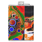 Speciaal Oranje, blauw, groen, zwart, vloeiend Heupfles (Achterkant)