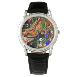 Speciaal Oranje, blauw, groen, zwart, vloeiend Horloge