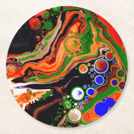 Speciaal Oranje, blauw, groen, zwart, vloeiend Ronde Kartonnen Onderzetter
