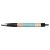 Speciaal Oranje en Aqua Diamonds patroon Pen (Voorkant)
