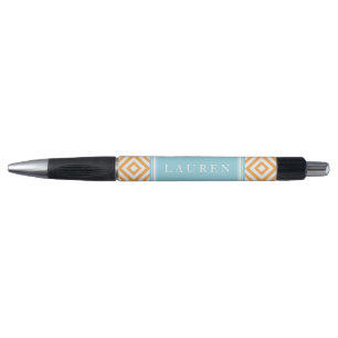 Speciaal Oranje en Aqua Diamonds patroon Pen