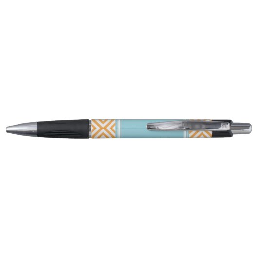 Speciaal Oranje en Aqua Diamonds patroon Pen (Achterkant)
