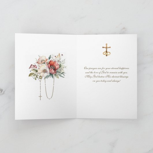Speciaal Paar Bruiloft Religieuze Bloemen Kaart (Binnen)