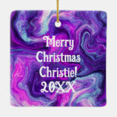 Speciaal Paars, blauw, roze, lichtvochtige kunst Keramisch Ornament (Achterkant)