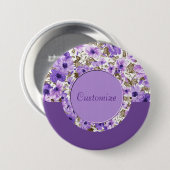 Speciaal Paars en wit Floral Round Button 2 (Voorkant /achterkant)
