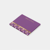 Speciaal Paars Floral- en Gold-patroon Post-it® Notes (Schuin)