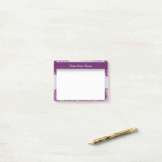 Speciaal Paars Floral Pattern Post-it® Notes (Op bureau)