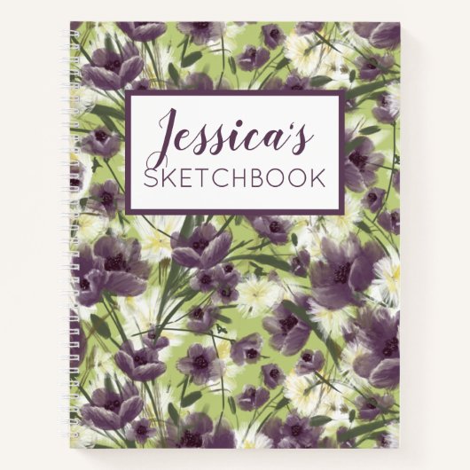 Speciaal Paars Floral Sketchbook Journal Notitieboek (Voorkant)