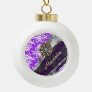 Speciaal paars gaaspatroon keramische bal ornament