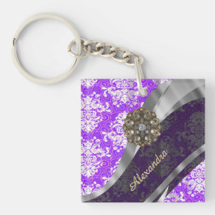 Speciaal paars gaaspatroon sleutelhanger