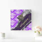 Speciaal paars  gaaspatroon vierkante klok (Huis)