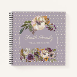 Speciaal Paars geel Ivory Floral Recipe Notitieboek