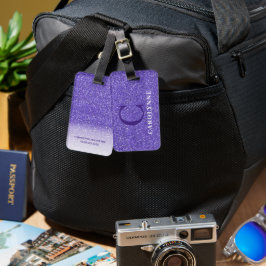 Speciaal Paars glitter-monogram Bagagelabel