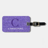 Speciaal Paars glitter-monogram Bagagelabel (Voorkant horizontaal)