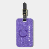 Speciaal Paars glitter-monogram Bagagelabel (Voorkant verticaal)