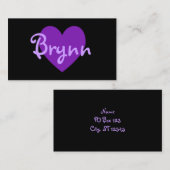 Speciaal Paars hart op zwart Visitekaartje (Voorkant / Achterkant)