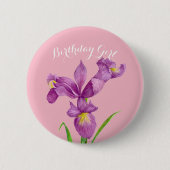 Speciaal Paars Iris Botanical Floral Badge Ronde Button 5,7 Cm (Voorkant)