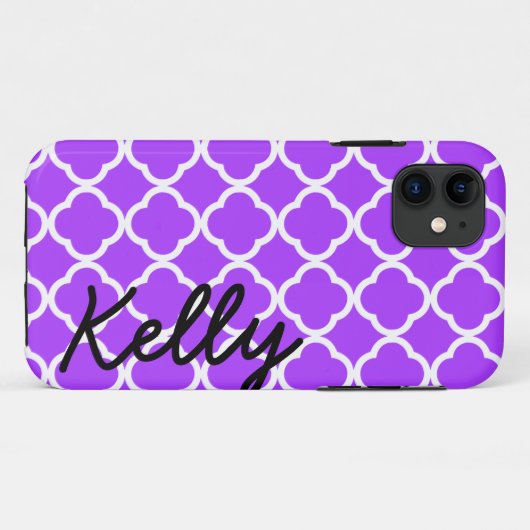 Speciaal paars kwarterfoil iPhone case cover (Achterkant (horizontaal))