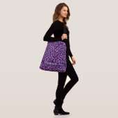 Speciaal Paars luipaarspatroon Crossbody Tas (Op model)