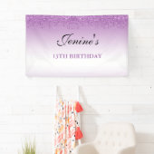 Speciaal Paars uitstrijken Glitter Birthday Bann Spandoek (Insitu)