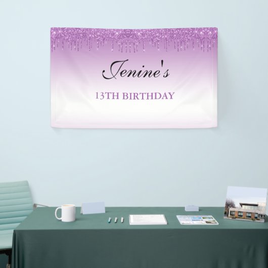 Speciaal Paars uitstrijken Glitter Birthday Bann Spandoek (Beurs)