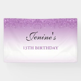 Speciaal Paars uitstrijken Glitter Birthday Bann Spandoek