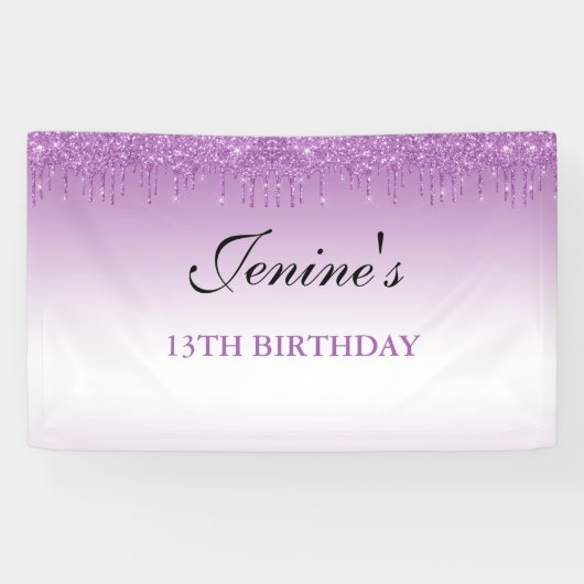 Speciaal Paars uitstrijken Glitter Birthday Bann Spandoek (Horizontaal)