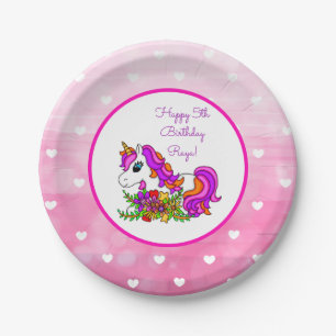 Speciaal Paars Unicorn Happy Birthday Paper P Papieren Bordje