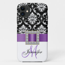 Speciaal Paars zwart Damask iPhone 5 Hoesje