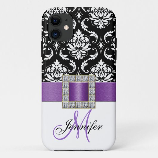 Speciaal Paars zwart Damask iPhone 5 Hoesje (Achterkant)