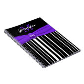 Speciaal Paars zwart wit gestreept Notitieboek (Rechterzijde)