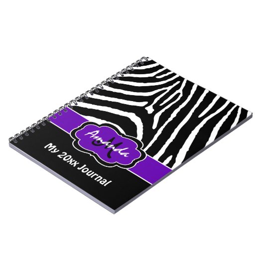 Speciaal Paars zwart-wit Zebra Notitieboek (Linkerzijde)