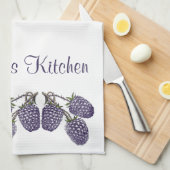 Speciaal Paarse Blackberries Illustratie Theedoek (Quarter Fold)