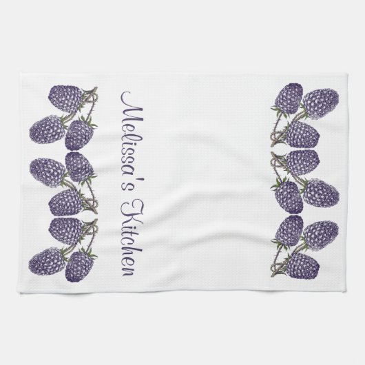 Speciaal Paarse Blackberries Illustratie Theedoek (Horizontaal)