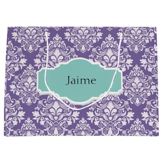 Speciaal Paarse Damask Gift Bag Groot Cadeauzakje (Voorkant)