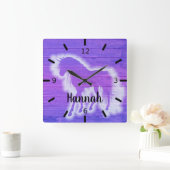 Speciaal Paarse Unicorn Vierkante Klok (Huis)