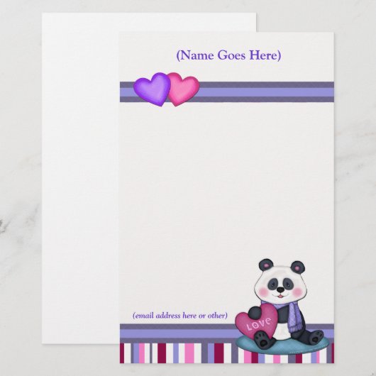 Speciaal Panda-Beer en stripverhalen Briefpapier (Voorkant / Achterkant)