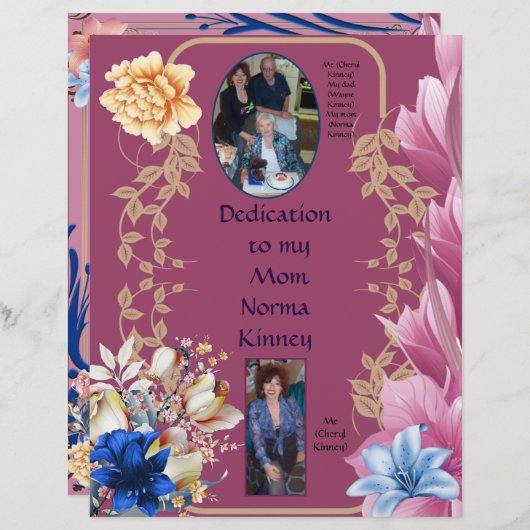 Speciaal papier voor mijn moeder Norma Kinney (Voorkant / Achterkant)