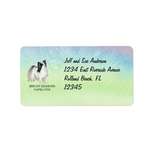Speciaal Papillon Dog Art-adres Etiket (Voorkant)