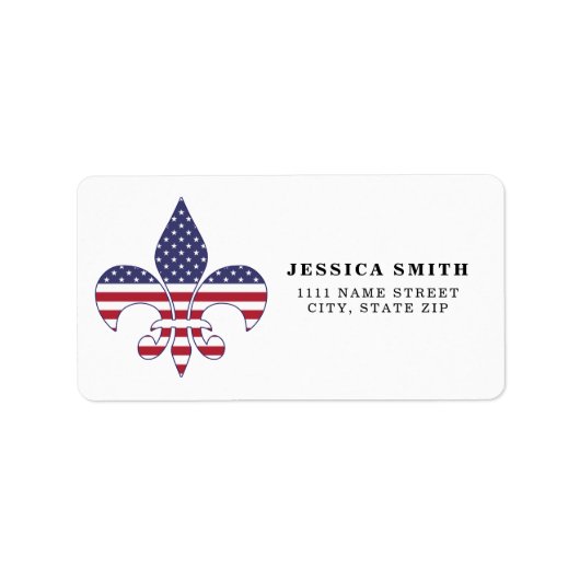 Speciaal patriottisch-Amerikaanse vlag Fleur-de-li Etiket (Voorkant)