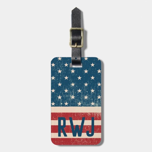 Speciaal Patriottisch Rood Blauw Stars Stripe Bagagelabel (Voorkant verticaal)