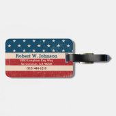Speciaal Patriottisch Rood Blauw Stars Stripe Bagagelabel (Achterkant horizontaal)