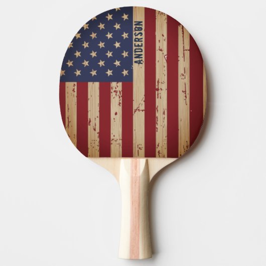 Speciaal patriottisch Rustic Wood American Flag Tafeltennisbatje (Voorkant)