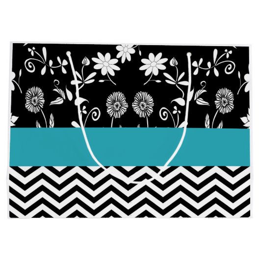 Speciaal patroon voor bloemen en zigzag large cadeautasje (Achterkant)