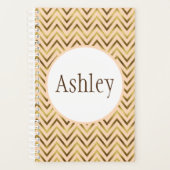 Speciaal peach en Gold Chevron Stripe Planner (Voorkant)