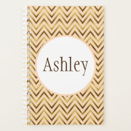 Speciaal peach en Gold Chevron Stripe Planner