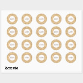 Speciaal peach en Gold Chevron Stripe Ronde Sticker (Vel)