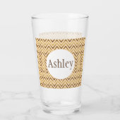 Speciaal peach & Gold Chevron Stripe Glas (Achterkant)