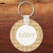 Speciaal peach & Gold Chevron Stripe Sleutelhanger (Voorkant)