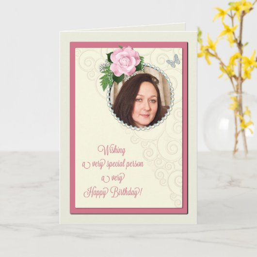 Speciaal persoon, voeg een foto toe, verjaardag me kaart (Gele Bloem)